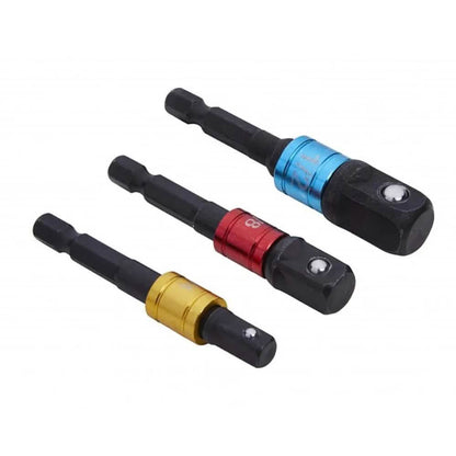 Impact Socket Adaptor Set 1/4 3/8 1/2 Colour Coded Cr-V Lifetime Warranty 3Pc