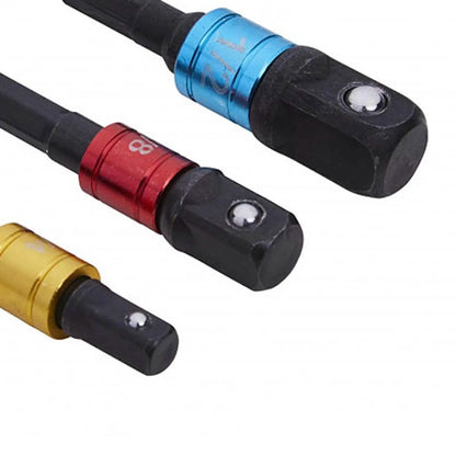 Impact Socket Adaptor Set 1/4 3/8 1/2 Colour Coded Cr-V Lifetime Warranty 3Pc